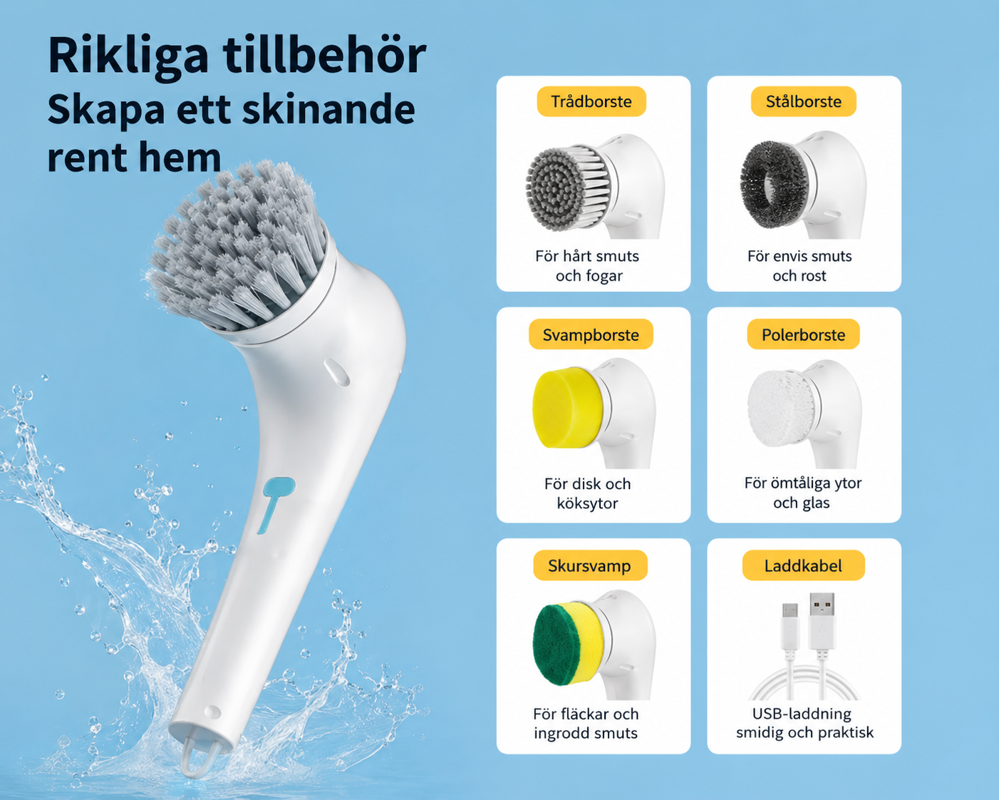 Elektrisk 5-i-1 Rengöringsborste