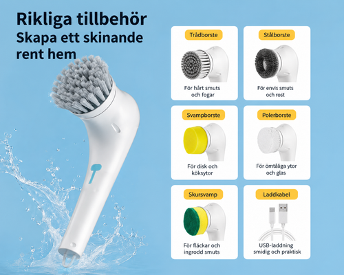Elektrisk 5-i-1 Rengöringsborste
